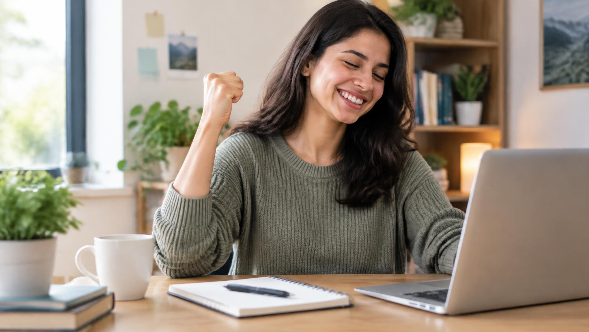 woman celebrating small win